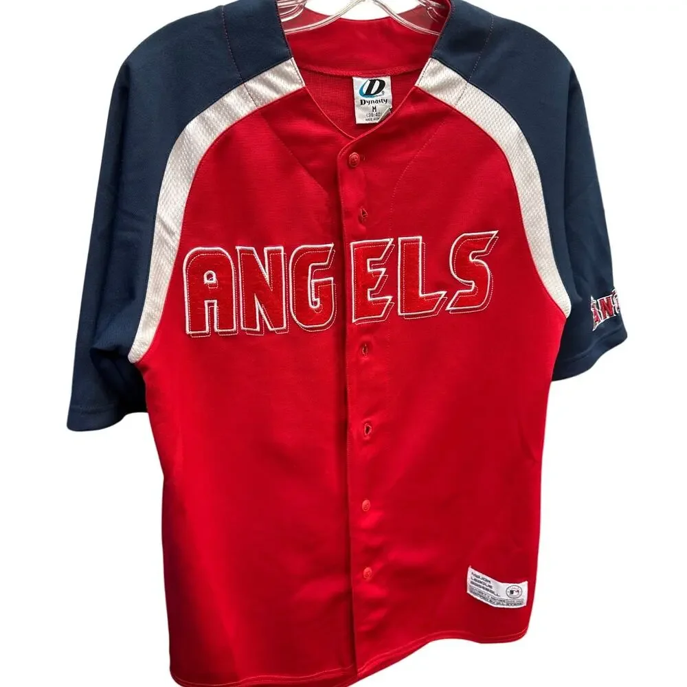 Vintage Dynasty California Angels Baseball Jersey Red Blue Medium 38-40